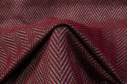 Metallic Herringbone Italian Tweed - Maroon / Multicolor