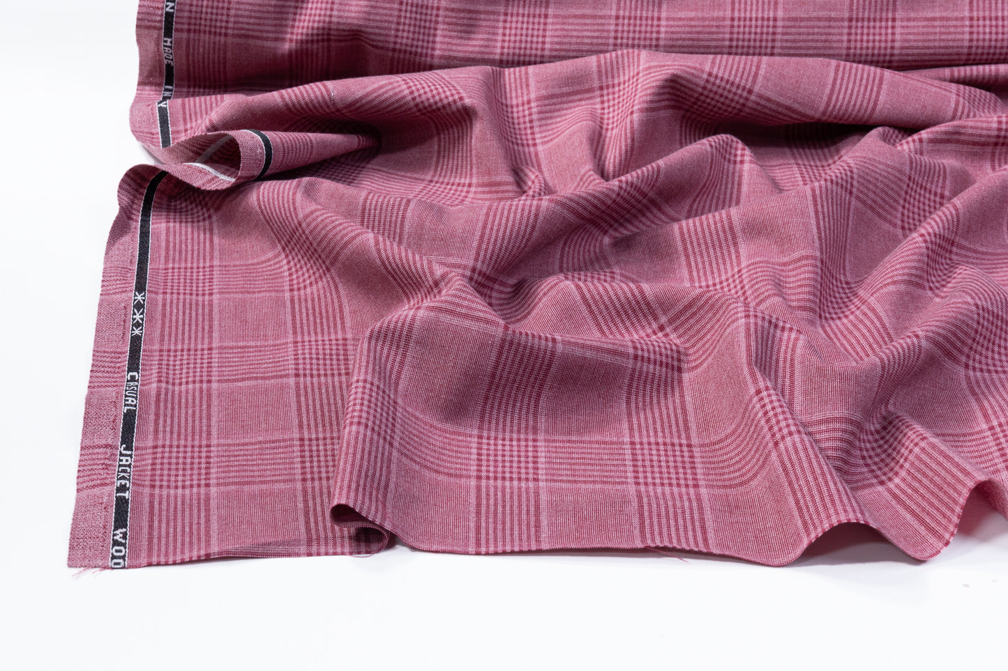 Checked Italian Wool Silk and Cotton Suiting - Mauve