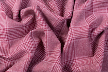 Checked Italian Wool Silk and Cotton Suiting - Mauve