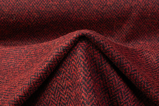 Chevron Italian Wool Mohair Blend Boucle - Maroon / Black