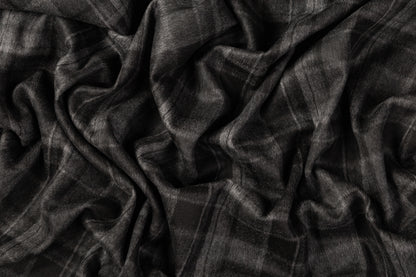 Checked Italian Wool Blend Coating - Charcoal / Black