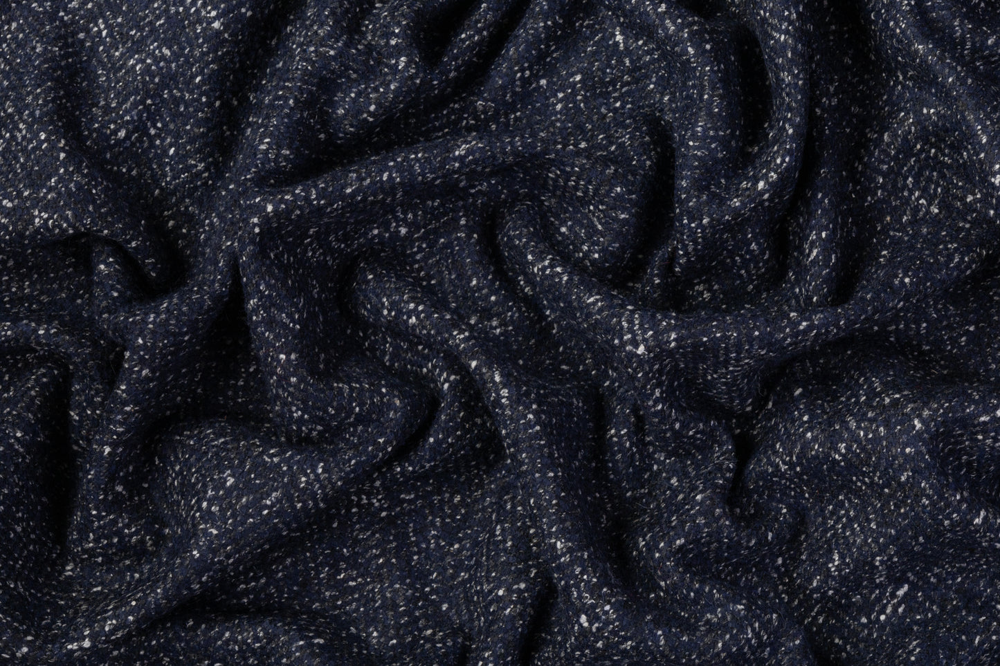 Italian Wool Blend Tweed Coating - Navy Blue