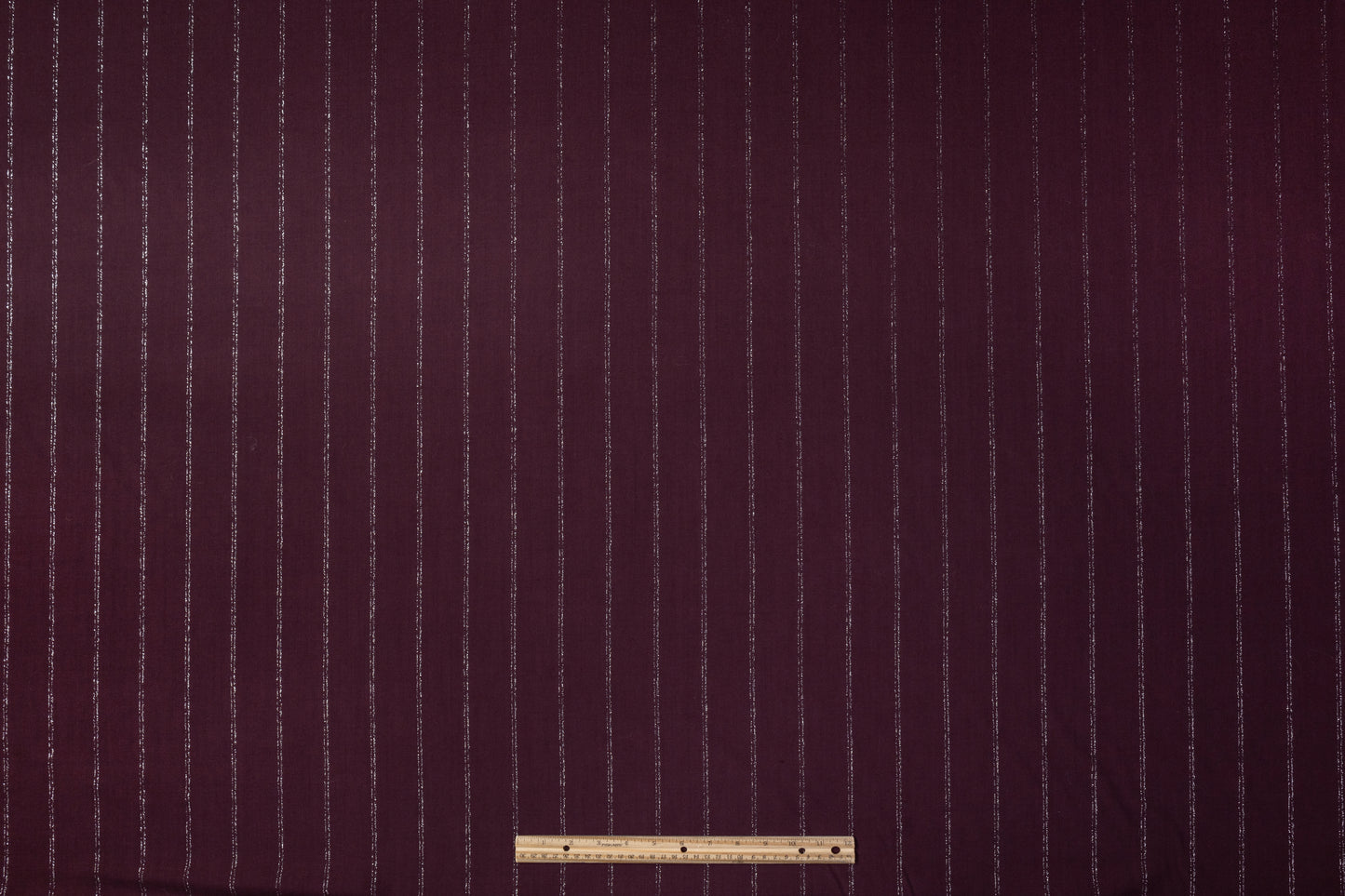 Metallic Striped Wool Suiting - Burgundy / Silver