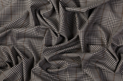 Checked Italian Wool Suiting - Gray / Brown