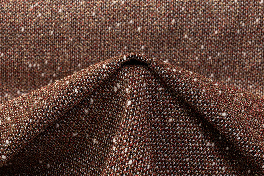 Metallic Italian Tweed Boucle - Red / Gold