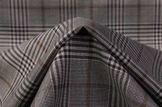 Checked Italian Wool Suiting - Gray / Brown