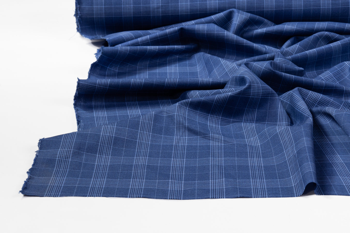 Glen Check Italian Wool Suiting - Blue