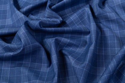 Glen Check Italian Wool Suiting - Blue