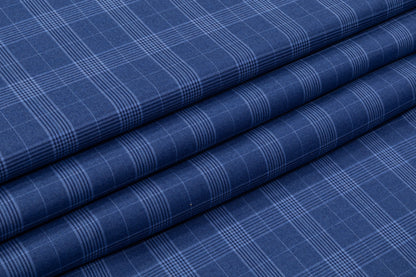 Glen Check Italian Wool Suiting - Blue