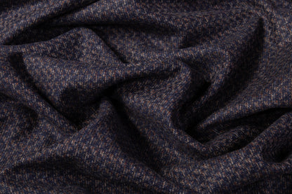 Italian Wool Cashmere Tweed Suiting - Navy / Brown