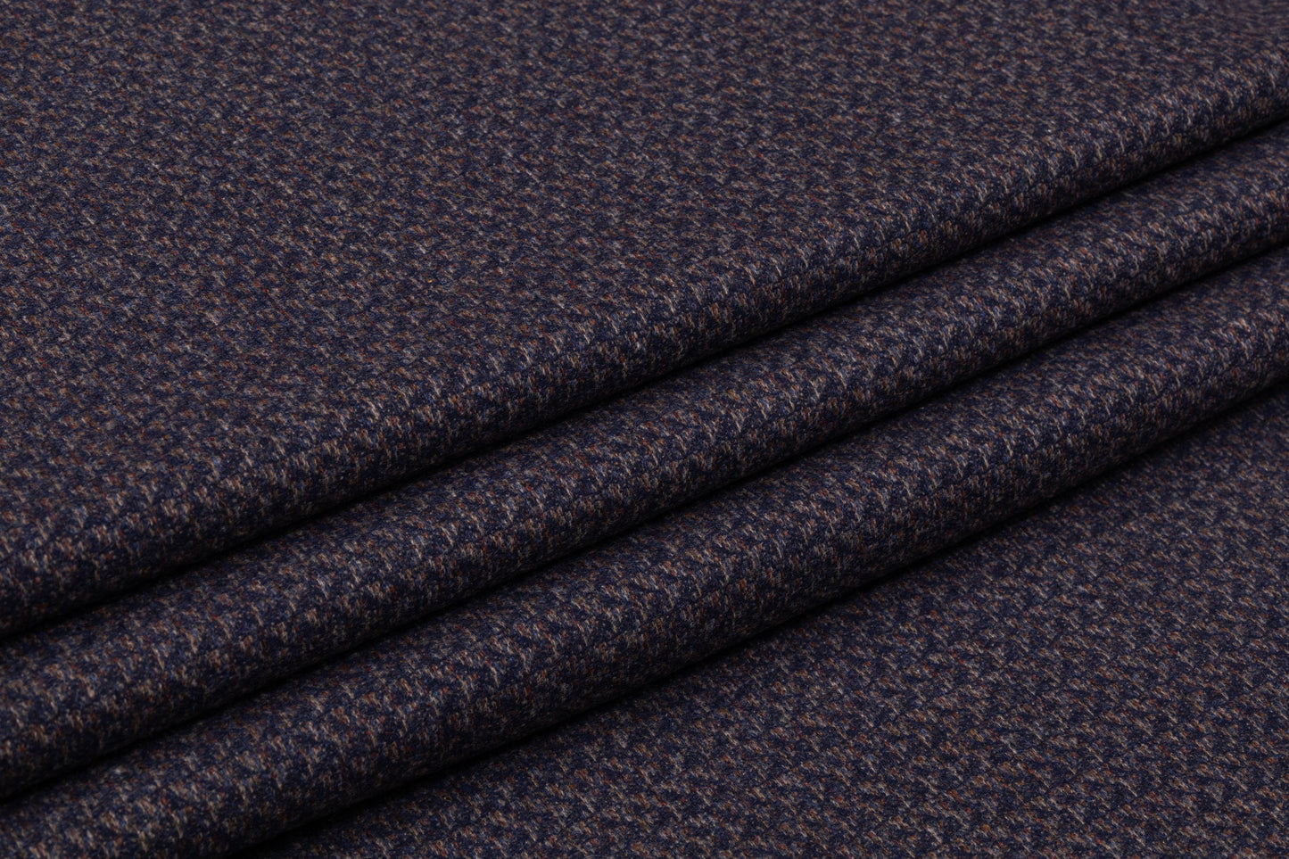 Italian Wool Cashmere Tweed Suiting - Navy / Brown