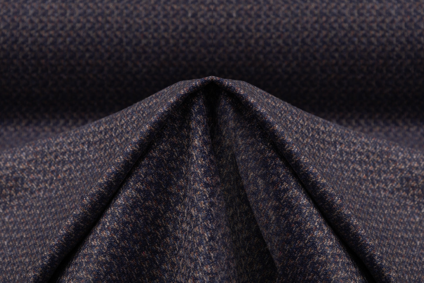 Italian Wool Cashmere Tweed Suiting - Navy / Brown