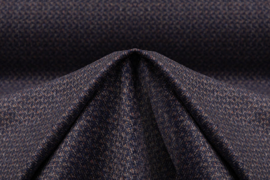 Italian Wool Cashmere Tweed Suiting - Navy / Brown