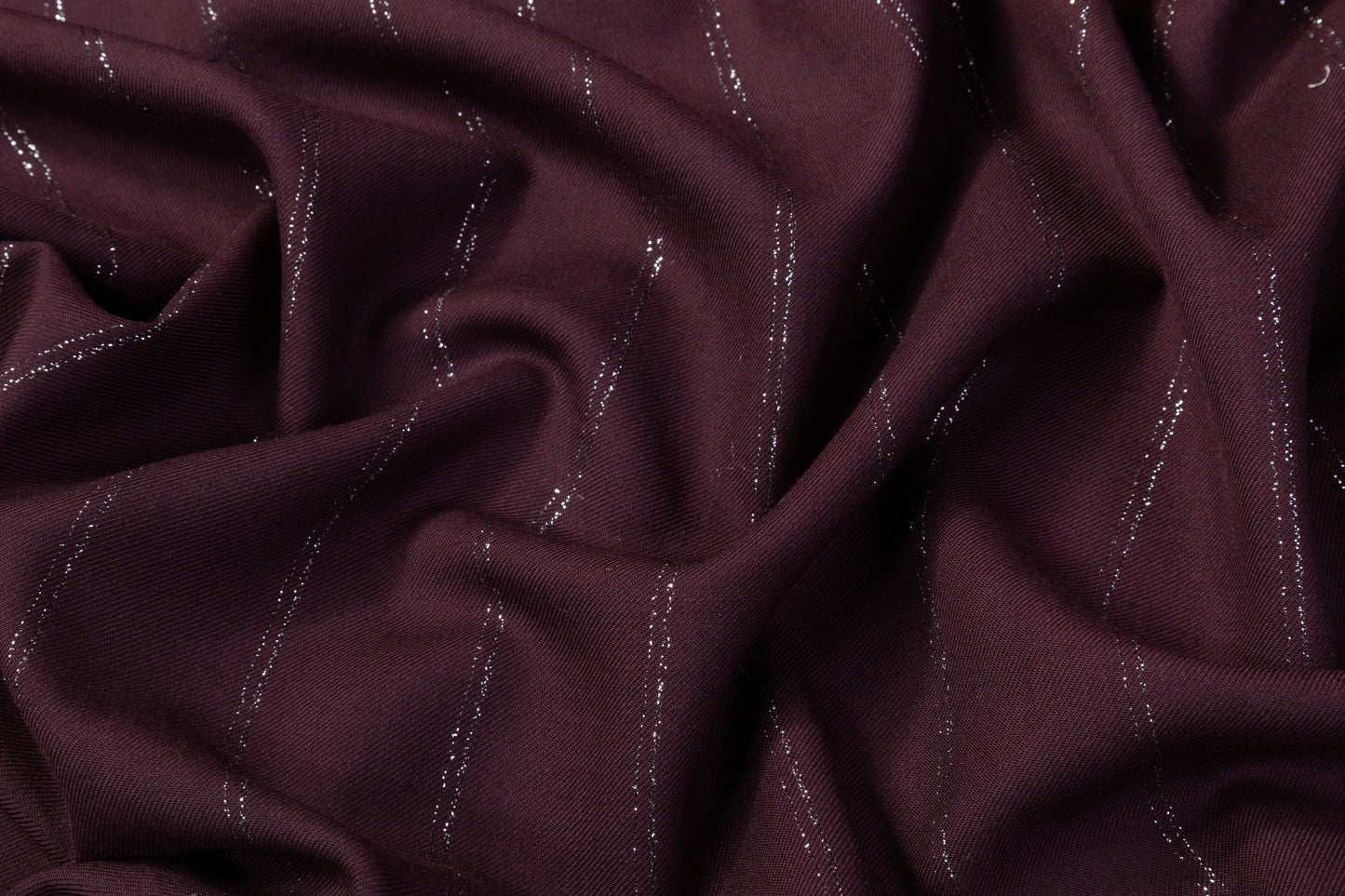 Metallic Striped Wool Suiting - Burgundy / Silver