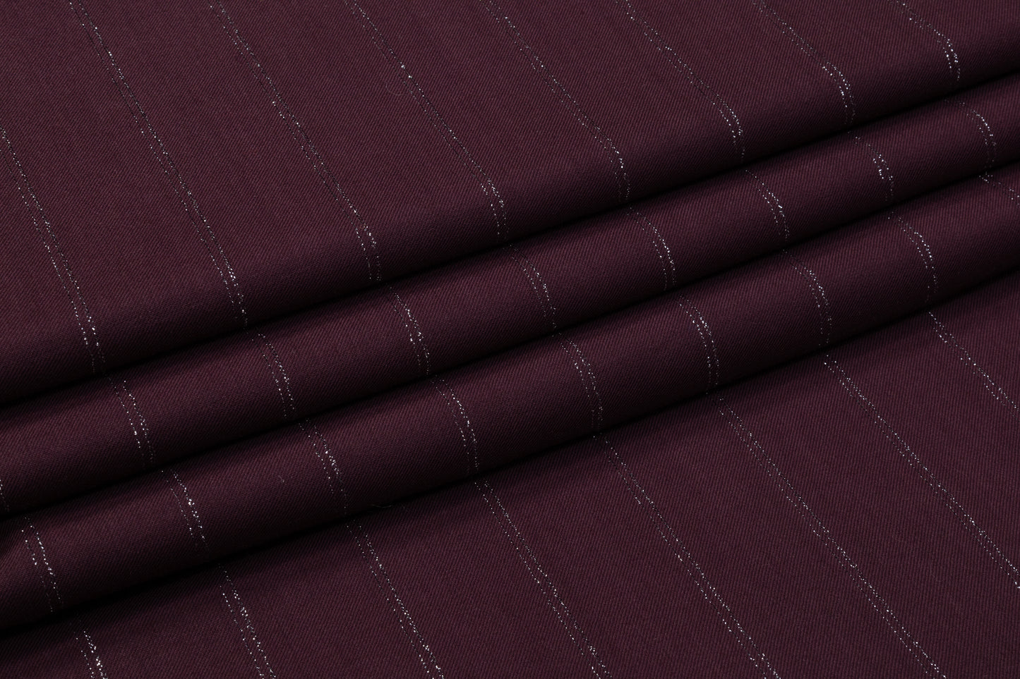 Metallic Striped Wool Suiting - Burgundy / Silver