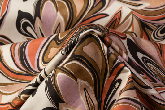 Abstract Italian Cotton Twill - Brown