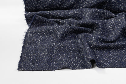 Italian Wool Blend Tweed Coating - Navy Blue