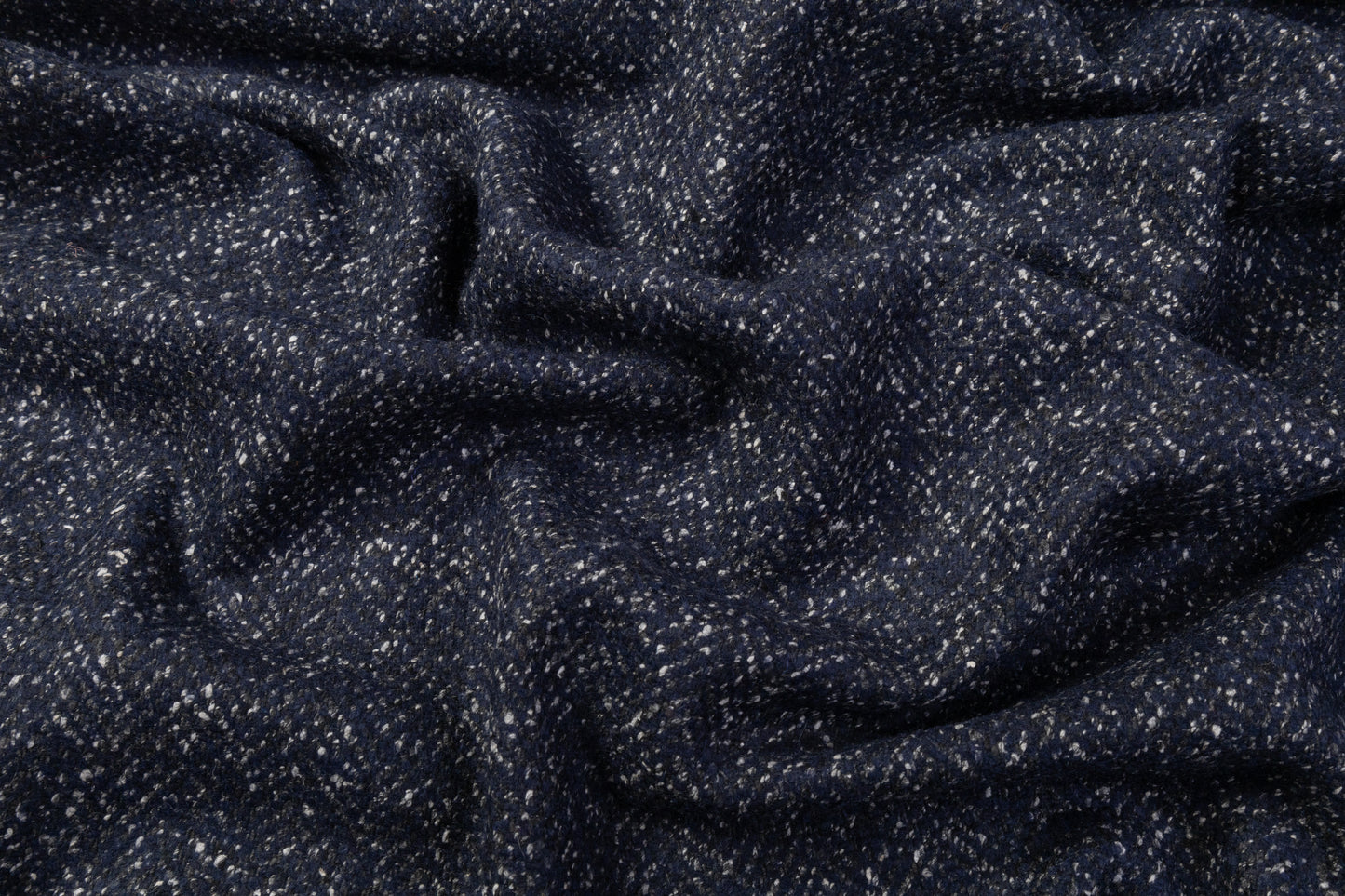 Italian Wool Blend Tweed Coating - Navy Blue