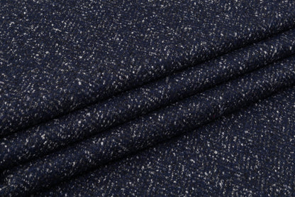 Italian Wool Blend Tweed Coating - Navy Blue