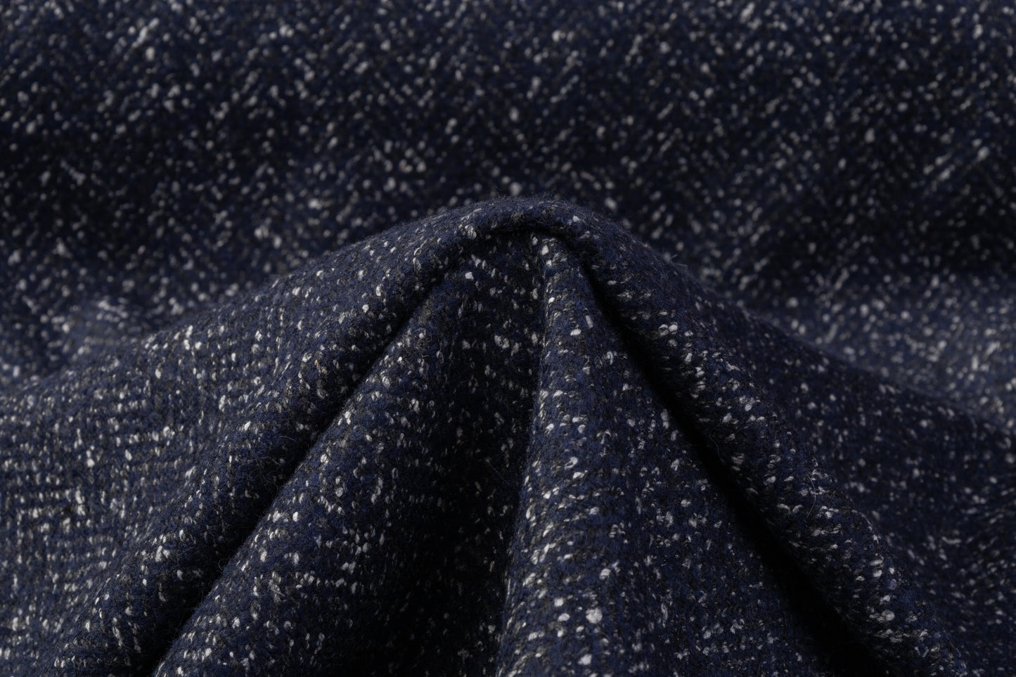 Italian Wool Blend Tweed Coating - Navy Blue