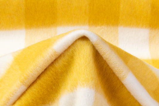 Checked Italian Wool Blend Coating - Yellow / White