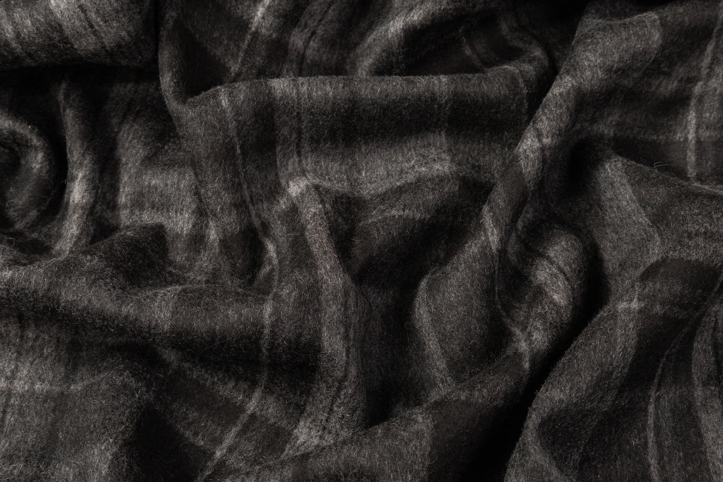 Checked Italian Wool Blend Coating - Charcoal / Black