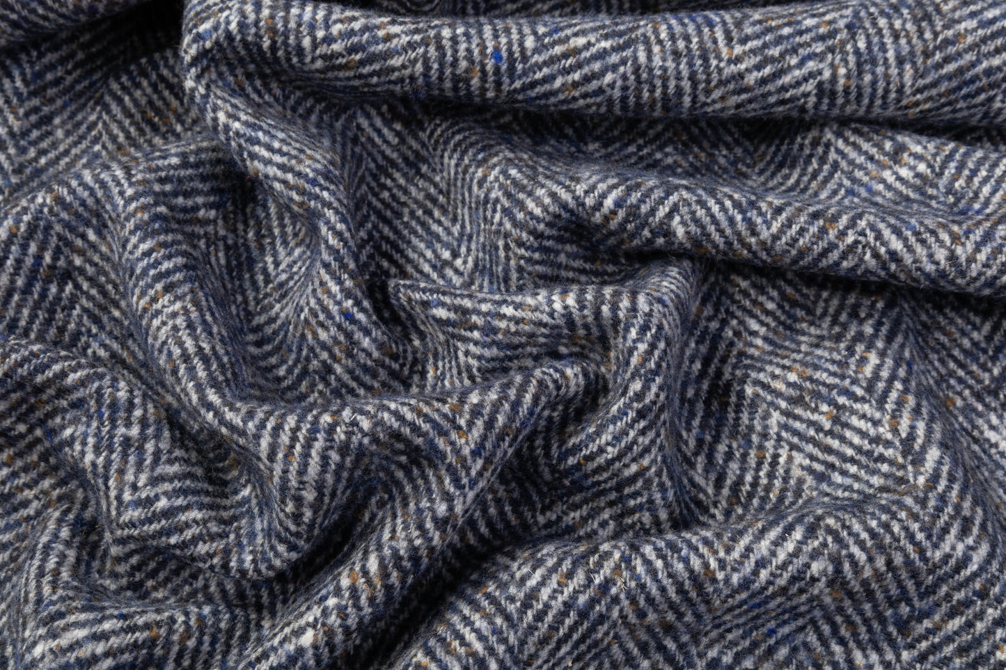 Italian Herringbone Wool Coating - Blue