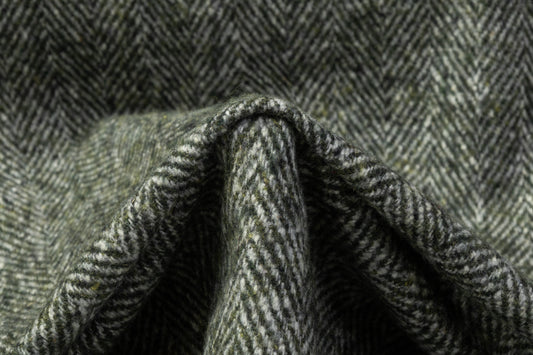 Italian Herringbone Wool Coating - Green