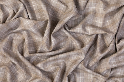 Plaid Italian Wool Suiting - Taupe