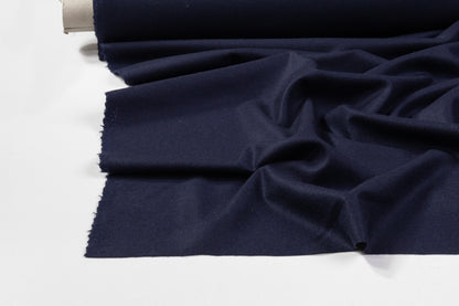 Italian Wool Blend Flannel Suiting - Navy Blue