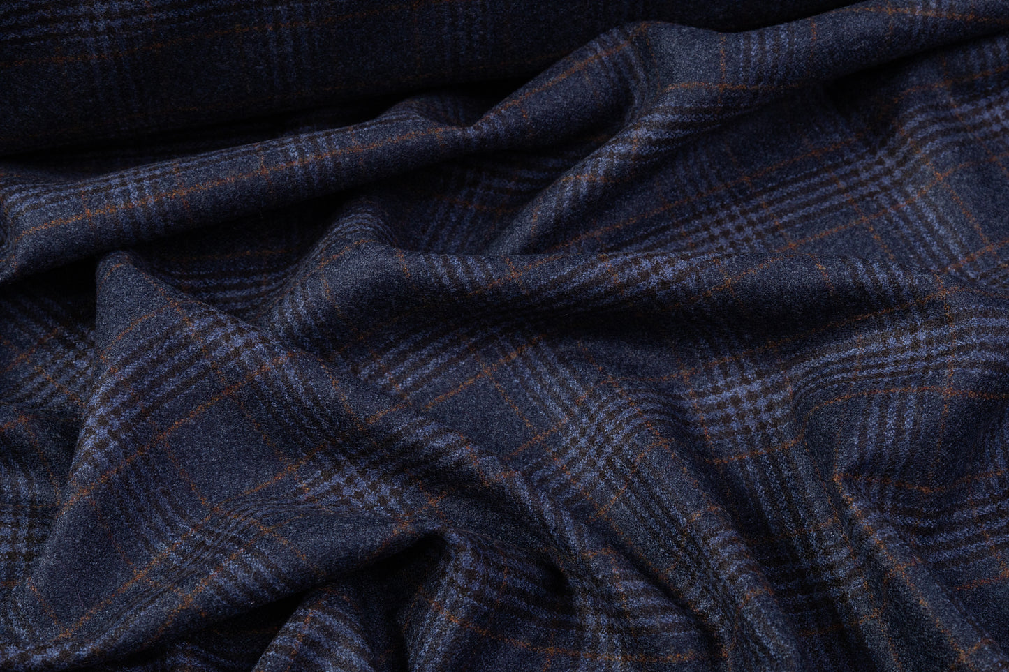 Checked Italian Wool Flannel Suiting - Blue