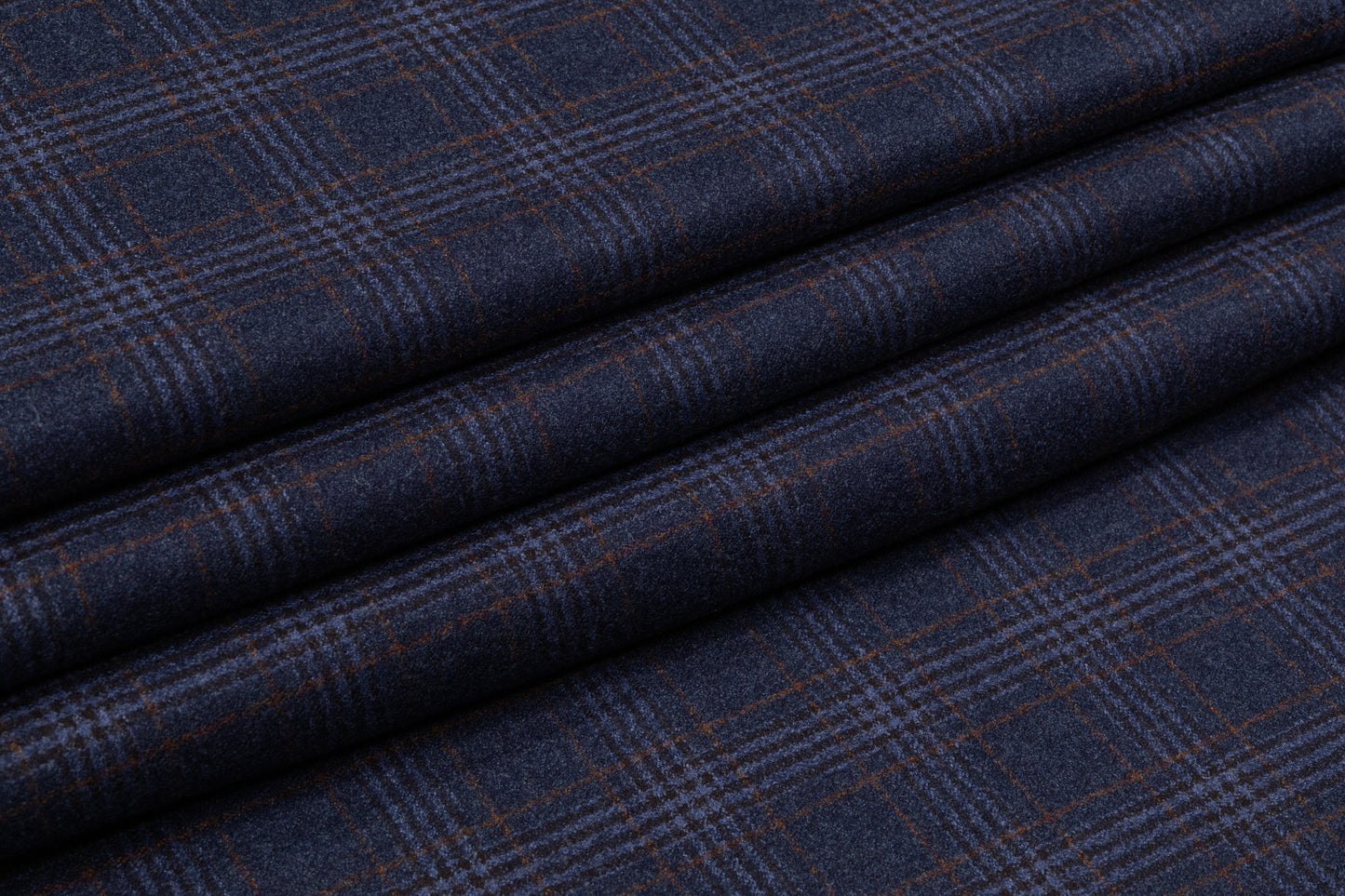 Checked Italian Wool Flannel Suiting - Blue