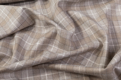 Plaid Italian Wool Suiting - Taupe