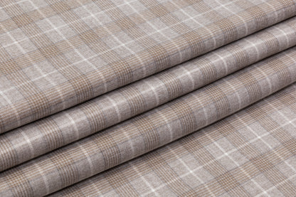 Plaid Italian Wool Suiting - Taupe