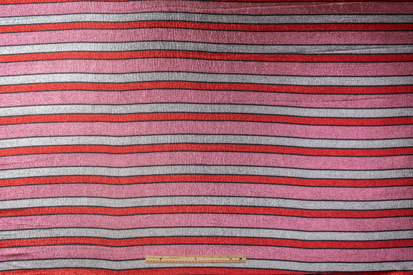 Striped Metallic Italian Silk Jacquard - Pink / Red