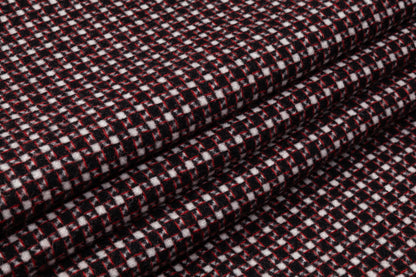 Double Faced Italian Wool Coating - Red / White / Black