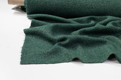 Italian Wool Blend Tweed Boucle Coating - Green