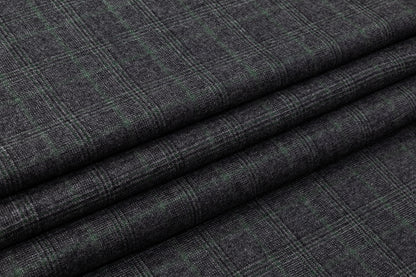 Checked Italian Wool Suiting - Gray / Green