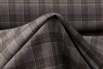 Checked Italian Wool Suiting - Gray / Brown / Green