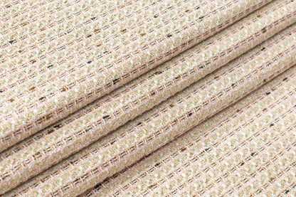 Metallic Italian Cotton Viscose Tweed - Green / Gold / Beige