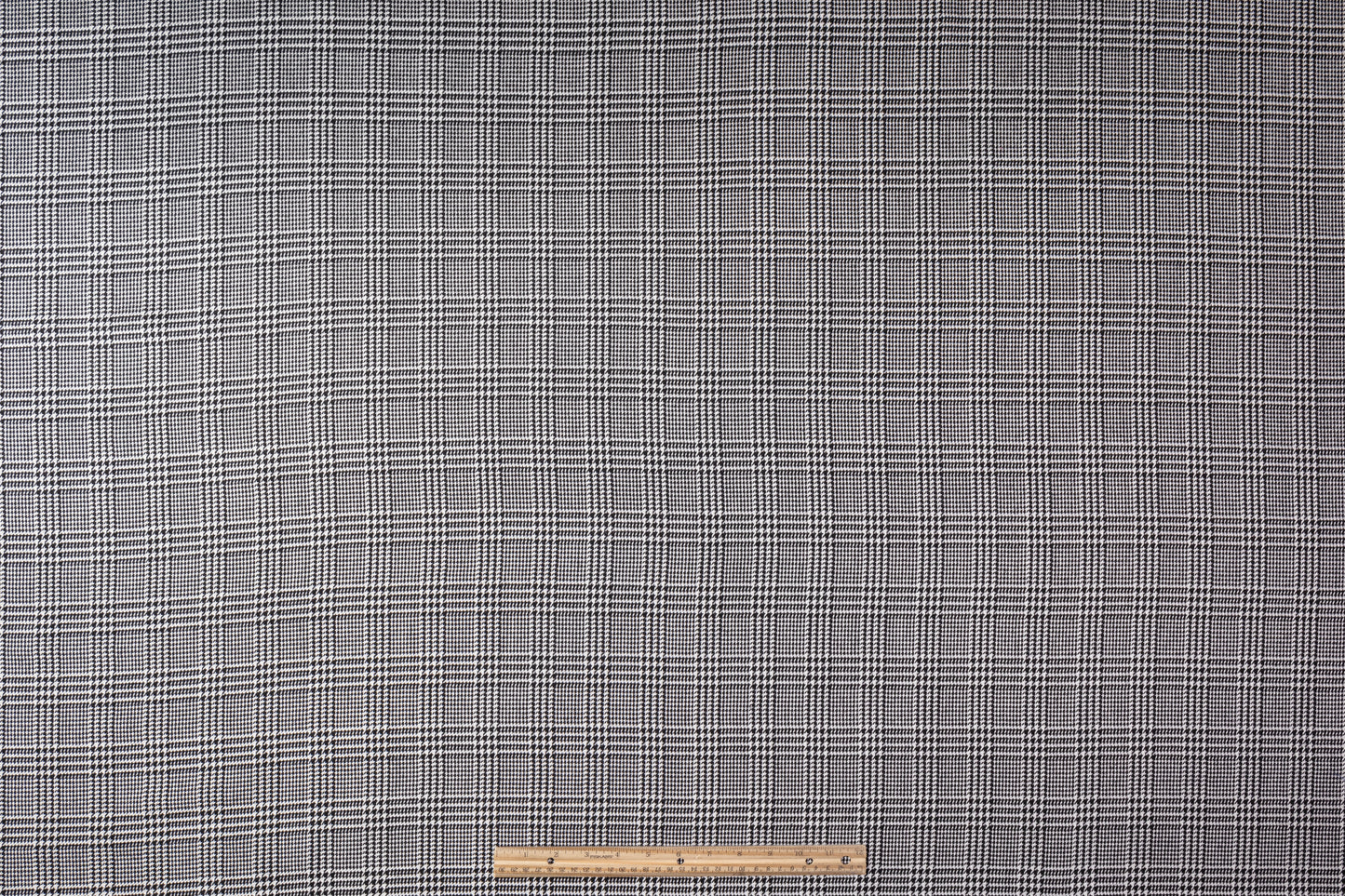 Glen Check Italian Wool Viscose Suiting - Black / White