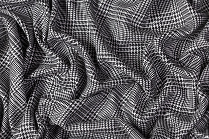 Glen Check Italian Wool Viscose Suiting - Black / White