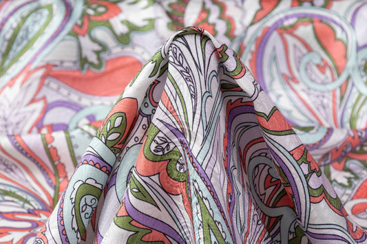 Paisley Printed Italian Silk Jacquard - Multicolor