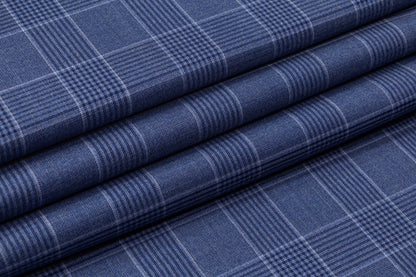 Checked Italian Wool Suiting - Blue