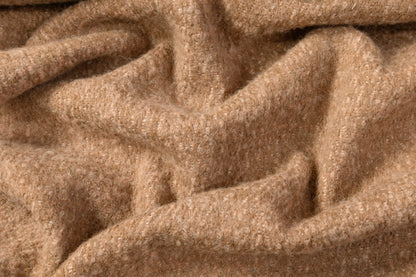 Italian Wool Alpaca Tweed Boucle Coating - Tan / Peach