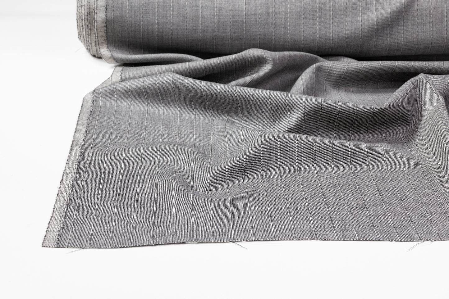 Striped Italian Wool Suiting - Gray