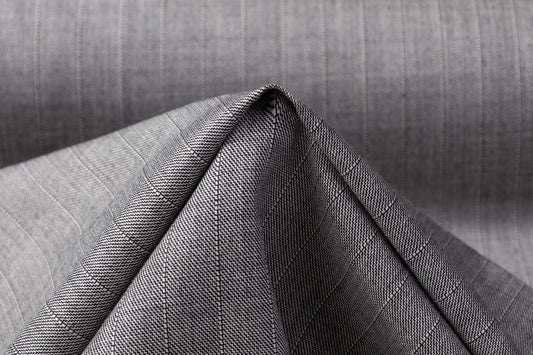 Striped Italian Wool Suiting - Gray