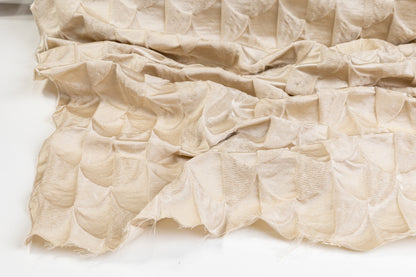 Textured Silk Viscose Brocade - Beige