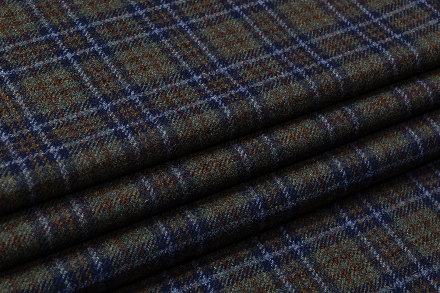 Checked Italian Wool Suiting - Green / Blue / Brown