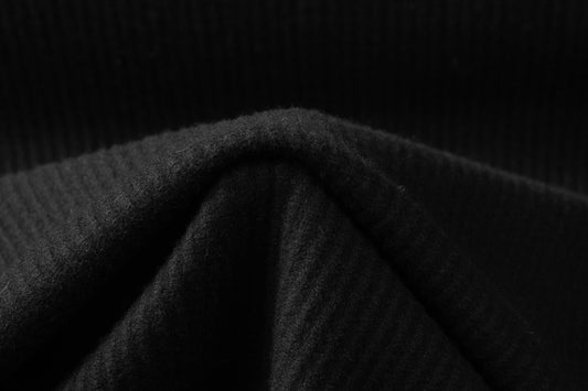 Ribbed Italian Wool Nylon Coating - Black